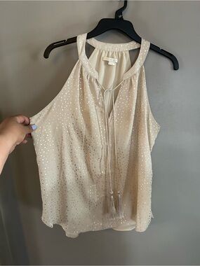 Cooper & Ella Shirt - cream with silver foil dots halter blouse